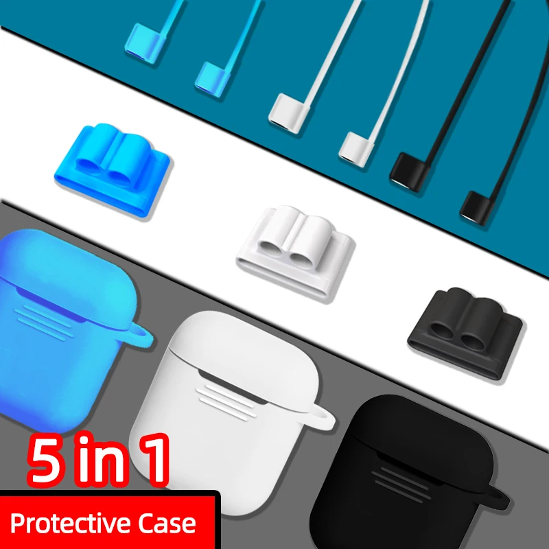 5 в 1 Аксессуары для AirPods чехол AirPod роскошный Etui защита от пыли силиконовый Чехол Air Pods для Apple AirPods 2 милый чехол