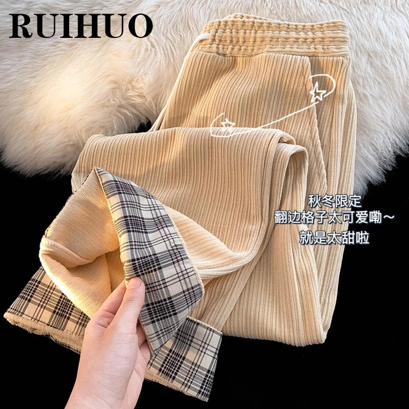 

Вельветовые брюки RUIHUO, Мужская одежда, хаки, рабочие брюки для мужчин, модные брюки, уличная одежда, большой размер, модель 2022 года, Новое пос...