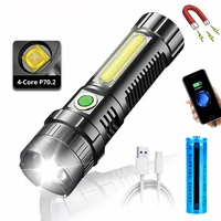 d2 powerful led xhp70 flashlight usb rechargeable cob torch waterproof zoom lantern with power display super bright 26650 light