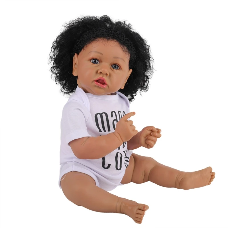 

23inch Baby Play Doll Washable African Girl Doll Realistic Newborn Doll