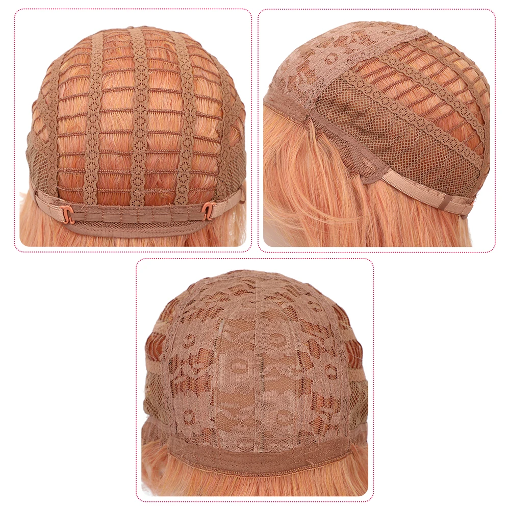 

X-TRESS Orange Colored Short Straight Side Part Wig WIth Bangs For Women Synthetic Full Machine Made Heat Resisant Cosplay Wigs