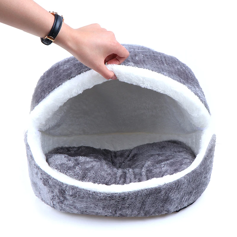 Теплая кровать для кошки домик собаки гамбургеров непродуваемый коврик питомца