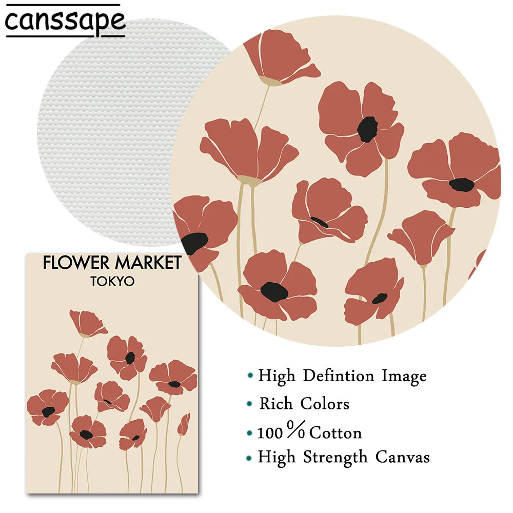 Абстрактный Цветочный рынок холст живопись Yayoi Kusama постер винтажные