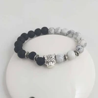 unisex natural stone leopard head bead bracelet beaded bracelet fashion girl bracelet personality mens bracelet fashion jewelry