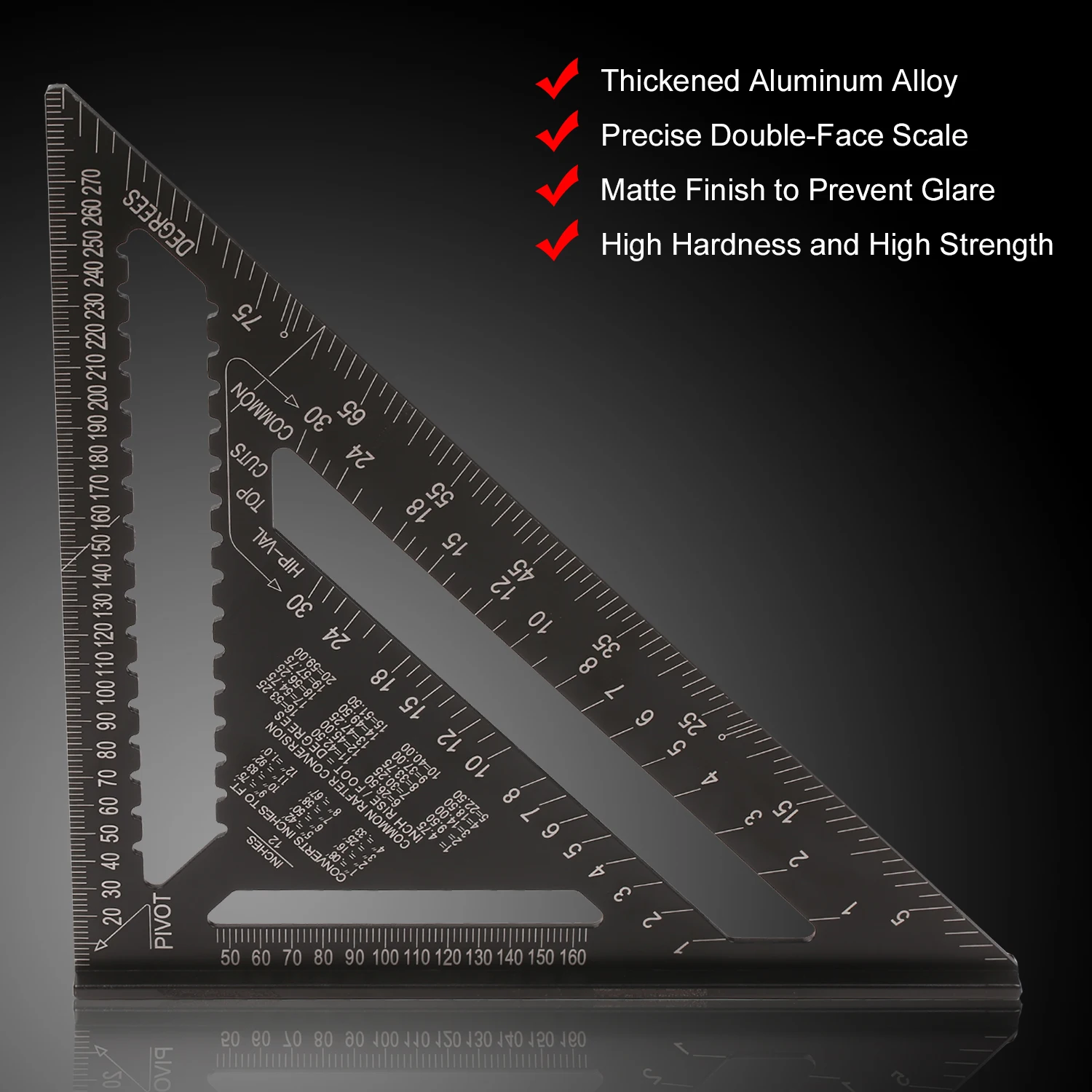 7 дюймов стропильной квадрат метрических Треугольники линейка двойная шкала