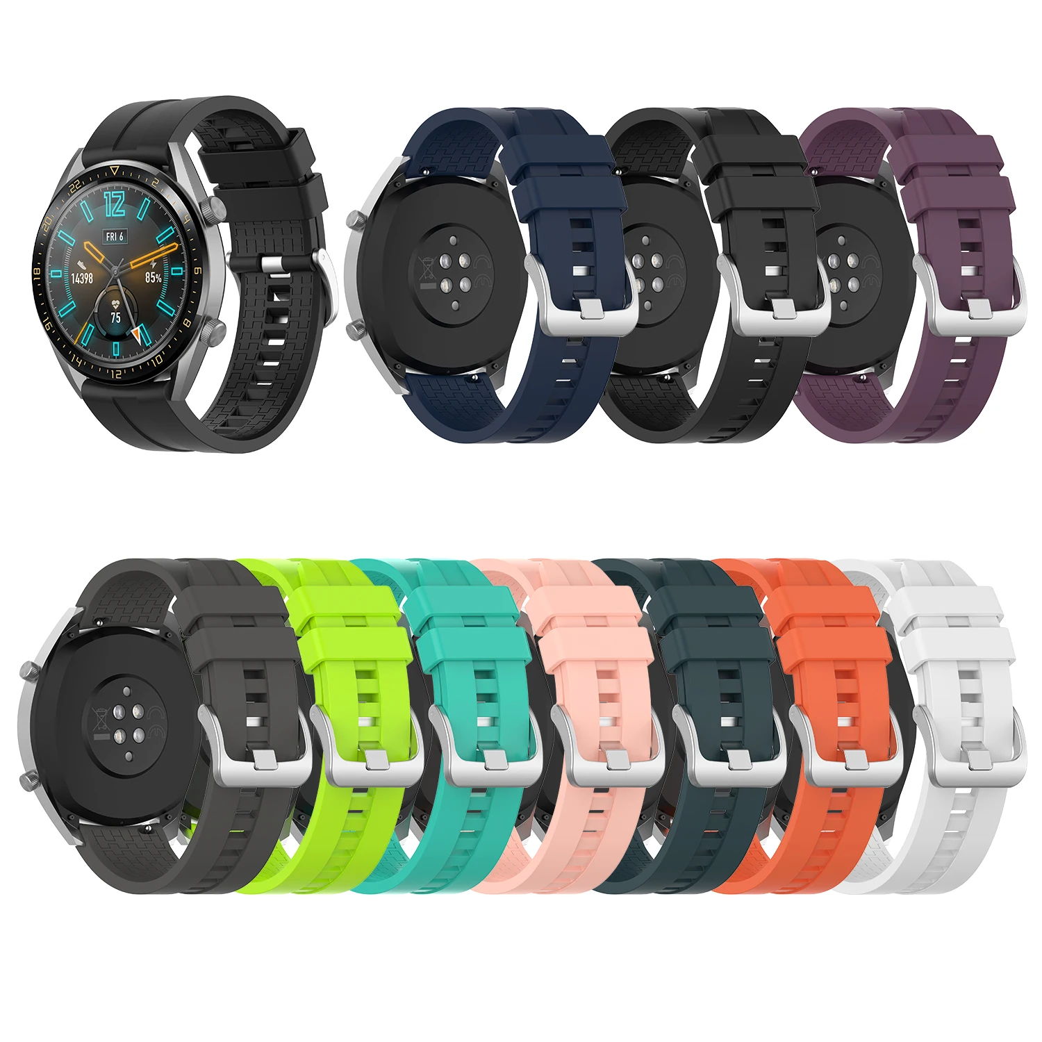 random color Сменные аксессуары для наручных часов для huawei Watch GT 46 мм официальный силиконовый ремешок универсальный дисплей ширина 22 мм - Цвет: random color
