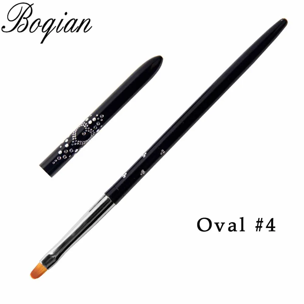oval size 4 BQAN#4#6#8#10 УФ-гель для дизайна ногтей лак Краски кисть для ногтей, деревянная ручка, вышитые цветы, инструменты для маникюра - Цвет: oval size 4