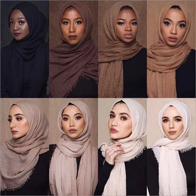 

90 colors wholesale price 70*180cm women muslim crinkle hijab femme musulman soft cotton headscarf islamic hijab shawls wraps