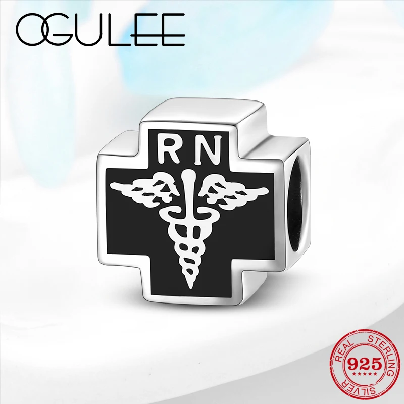 Подлинное Стерлинговое Серебро 925 пробы Очаровательное ожерелье медсестры