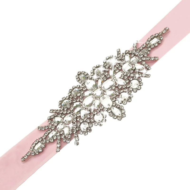 FS0416-Pink Свадебные аксессуары хрустальные платья ремни свадебная одежда подружки невесты пояс Пояс Женская лента Сатиновые пояса Стразы девушки лента для вечеринки - Цвет: FS0416-Pink