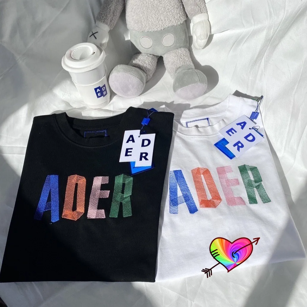ADER ERROR футболка 2021 для мужчин и женщин спереди Цвет вышитый логотип Adererror высокое