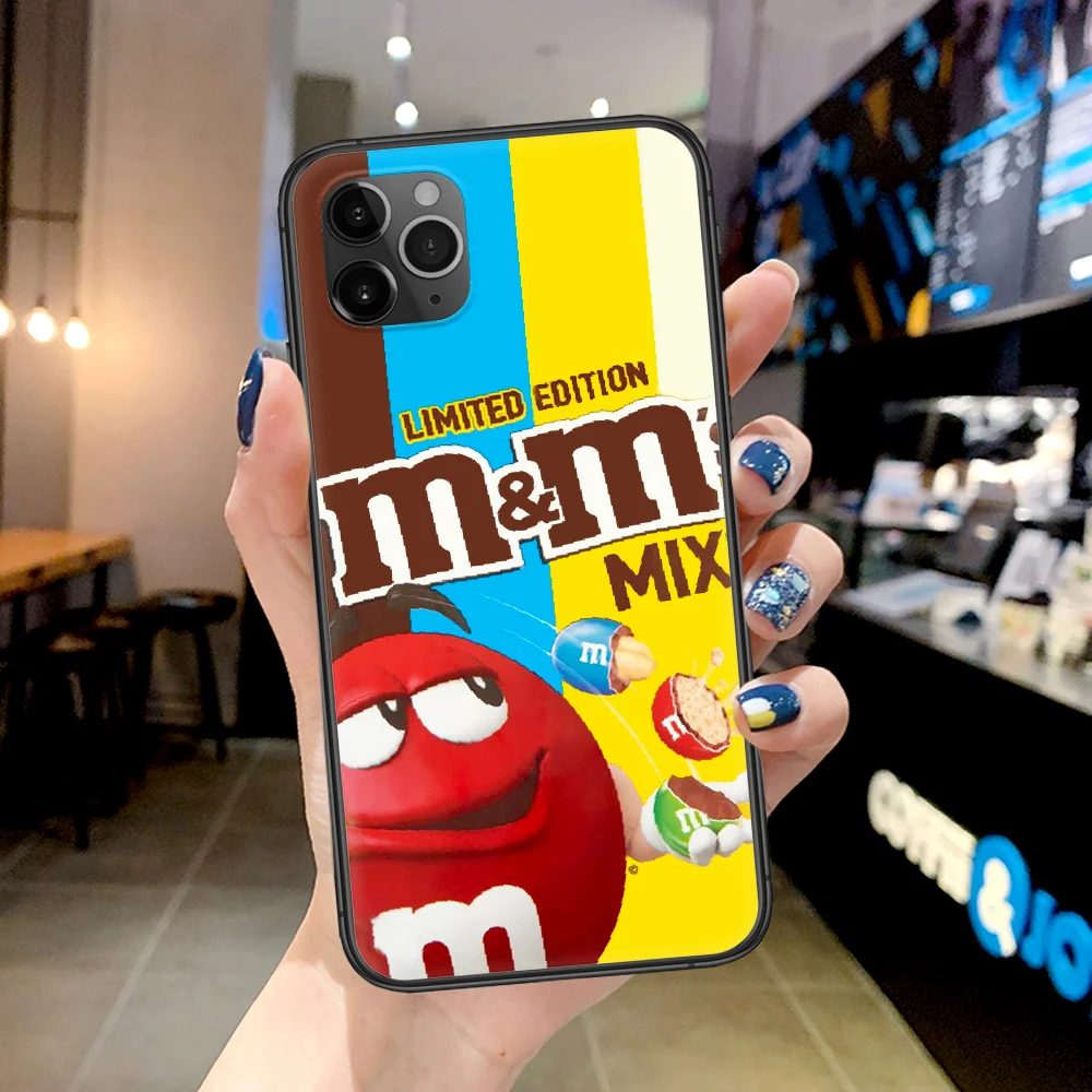 

M&M's Chocolate Candy Phone Case For Iphone 4 4s 5 5S SE 5C 6 6S 7 8 Plus X XS XR 11 12 Mini Pro Max 2020 black Shell Trend Cell