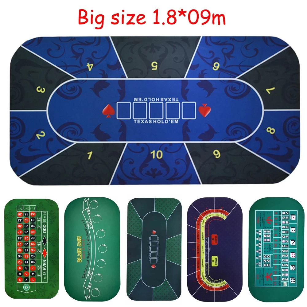 180*90Cm Table Cloth Rubber Suede Square Green Roulette Black Jack Poker Table Mat Poker Gaming Board Cloth with Shoulder Bag