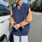 Разборчивые свитера, мужские пуловеры с V-образным вырезом, мужские свободные вязаные Джемперы, зимняя мужская повседневная одежда в Корейском стиле