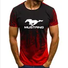 Футболка мужская с коротким рукавом и градиентом, хлопковая рубашка с логотипом автомобиля ford Mustang, футболка унисекс в стиле хип-хоп, Харадзюку, лето