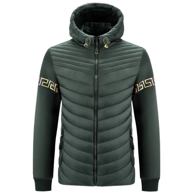 

Men's Autumn Winter Hooded Jacket Casual Parkas Male Waterproof Windbreaker Solid Cotton Coat Warm Outwear Slim Down Jackets