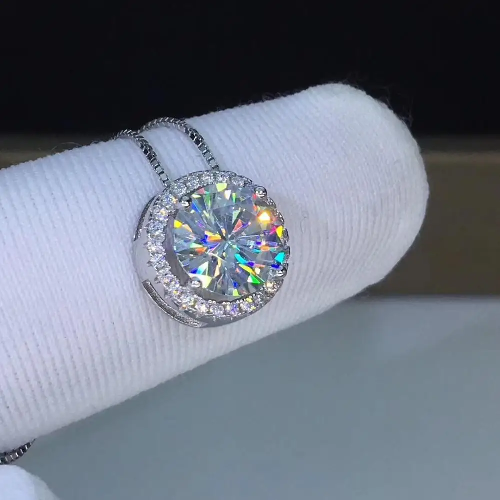 Круглые серебряные подвески из муассанита с изображением стихов еврей 1ct D VVS Роскошные подвески из муассанита Weding для женщин