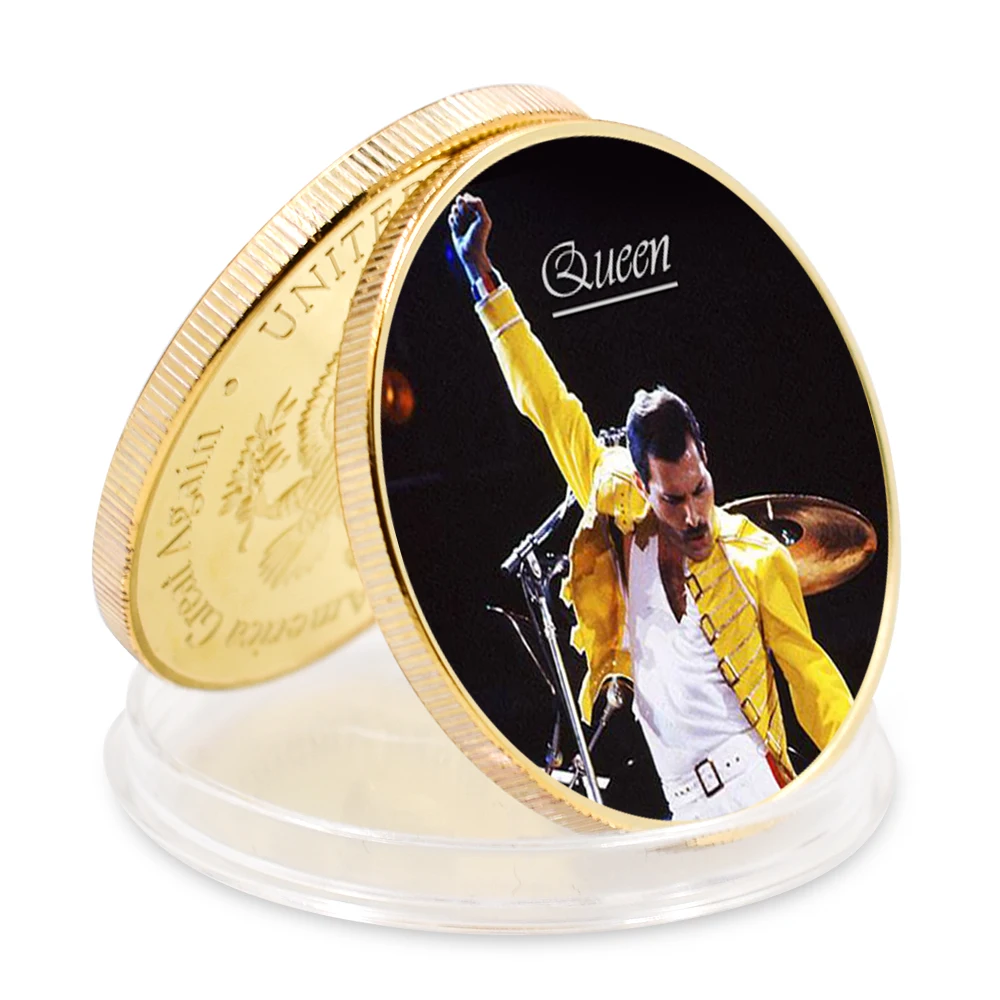 

Queen Silver Coin Freddie Mercury Commemorative Challenge Coins Collectibles Gold Play Eagle Back for Christmas Gift