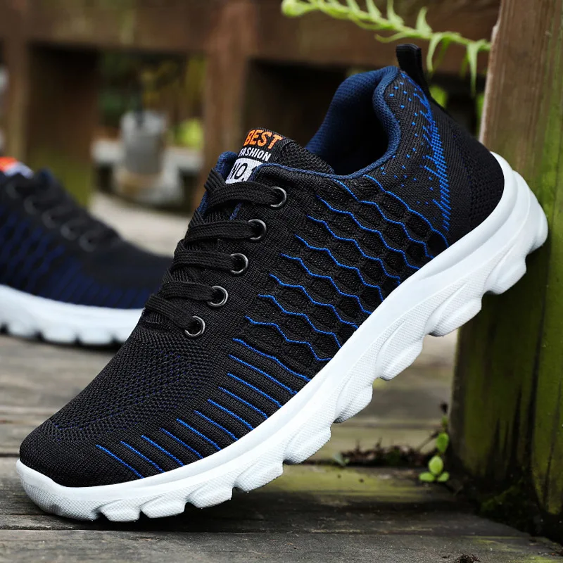 Новые сетчатые мужские кроссовки Повседневная обувь Мужская на шнуровке Легкие