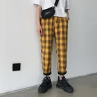 Мужские и женские черные клетчатые повседневные брюки в Корейском стиле 2022 Мужская Уличная одежда шаровары мужские клетчатые брюки раньше 4XL