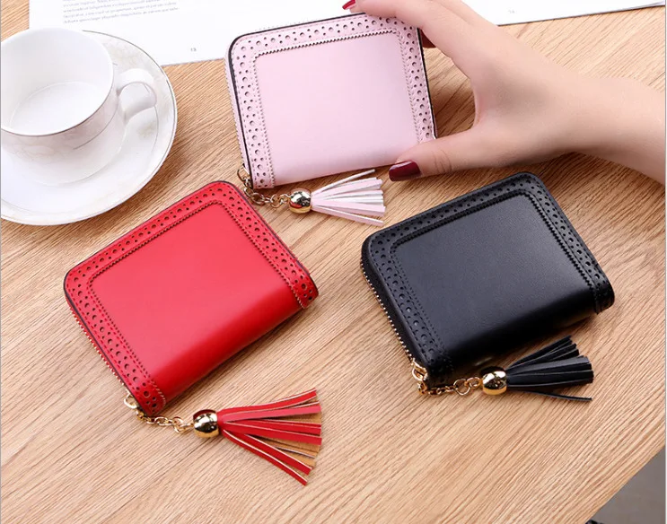 Роскошный кожаный короткий кошелек для женщин маленький Дамский бумажник с