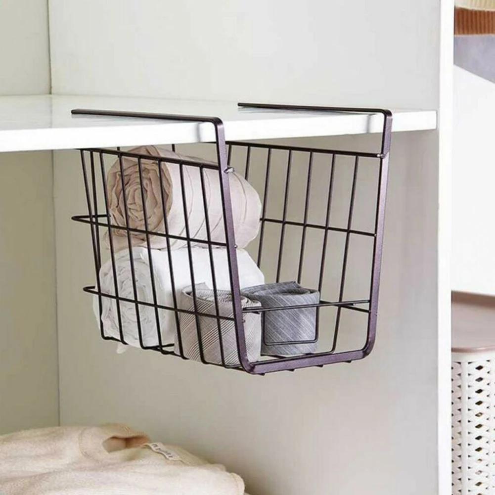 

1pc Storage Rack Under Shelf Basket Wire Storage Rack Slide-in Baskets