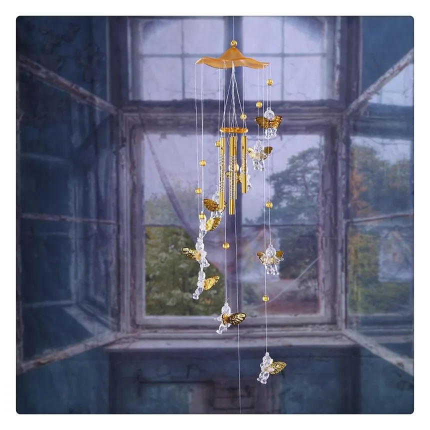 Антикварные резонансные колокольчики с 5 трубками любящий ангел подвесные для