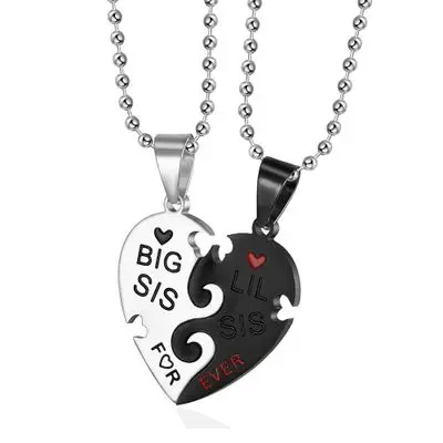 

LOOKER Engraved "Best Friend Forever" Friendship Pendant for Women Necklace Stainless Steel Broken Heart Feme Bijoux Gift
