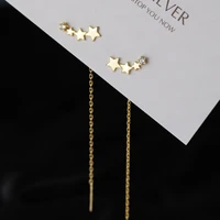 three star tassel long chain necklace sterling silver or 18k gold plated cz earrings gifts for sisters daughters teeger girls