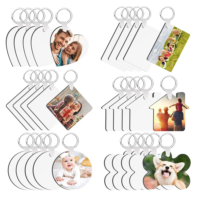 

Sublimation Keychain Blanks, 30Pcs MDF DIY Blank Keychain with Key Rings, Heat Transfer Keychain for Present Making