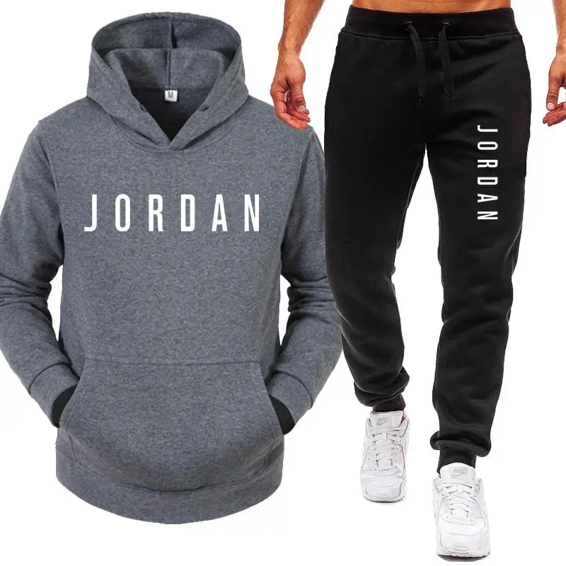 

New men Hoodie set tracksuit Sweatshirt set Fleece Hoodie + sweatpants jogging Homme pullover sweatsuit for men