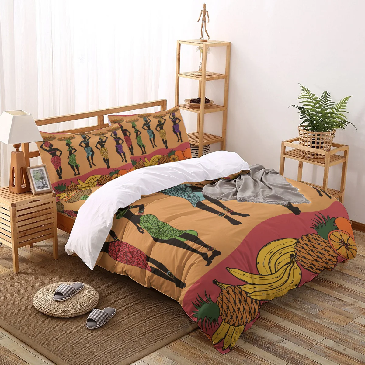 

Africa Flower Fruit Woman Street Banana Duvet Cover Set 2/3/22pcs Bedding Set Bed Sheet Pillowcases Cover Set
