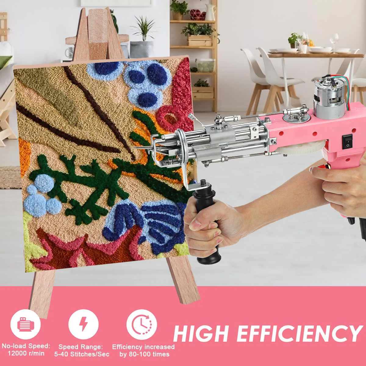Pistola de Tufting 2 en 1 para hogar, m&aacute;quina de bordado Industrial, alfombra el&eacute;ctrica-5