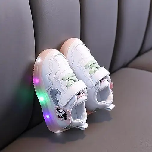 Кроссовки Детские светящиеся Disney обувь для мальчиков и девочек с Микки Маусом