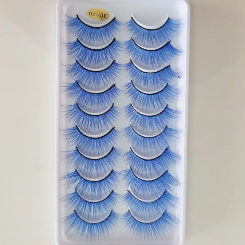 10 пар 3D накладные ресницы из норки натуральные/толстые длинные синие для