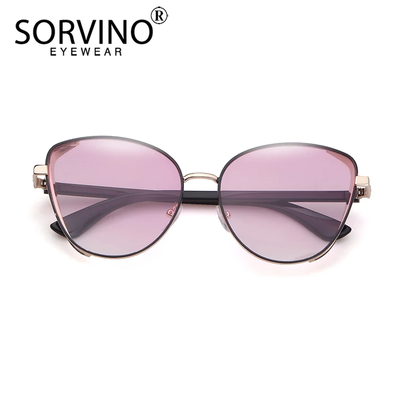 Женские винтажные солнцезащитные очки SORVINO кошачий глаз розового и голубого