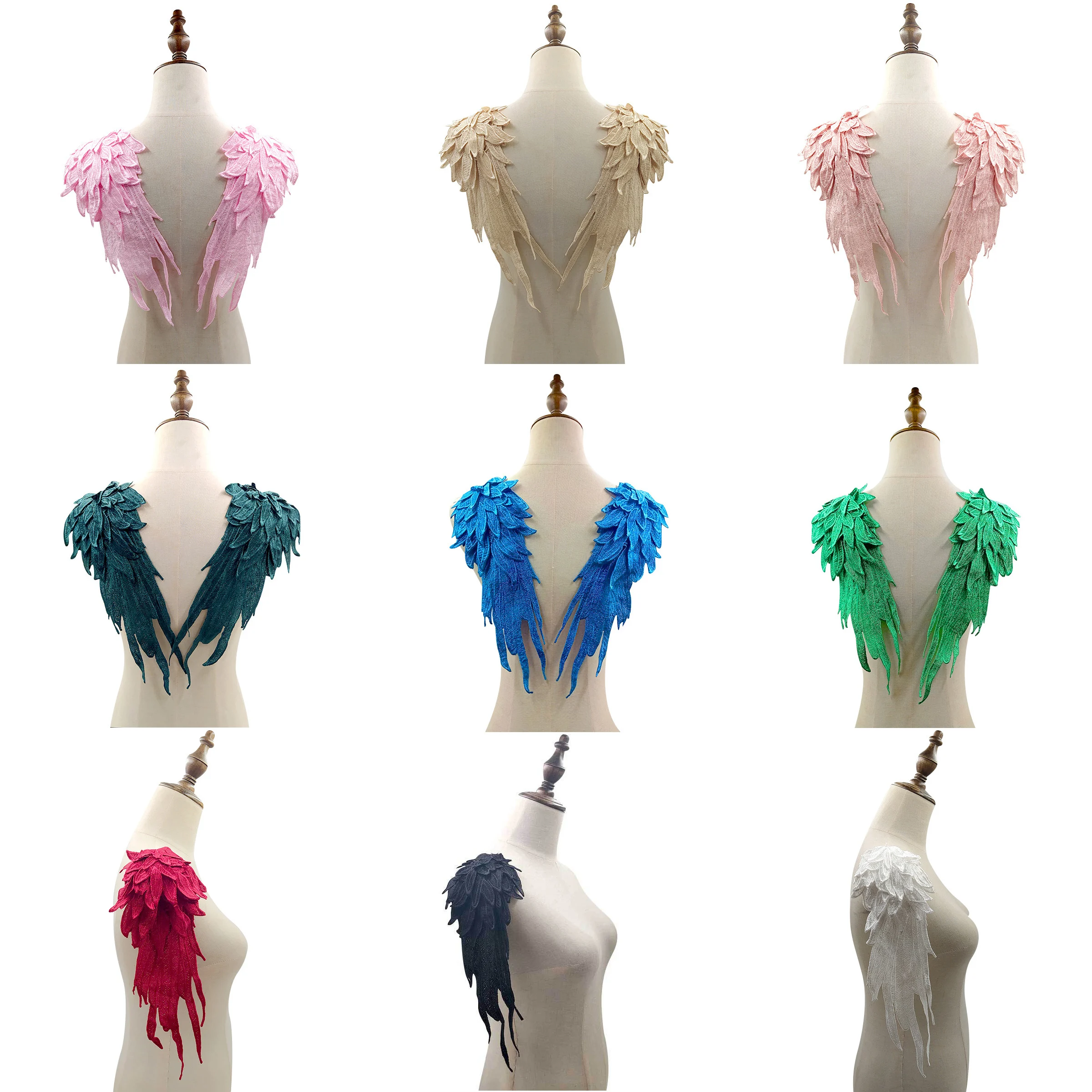 Белые черные кружевные ткани перьевые крылья вышитые кружева воротник Пришивные