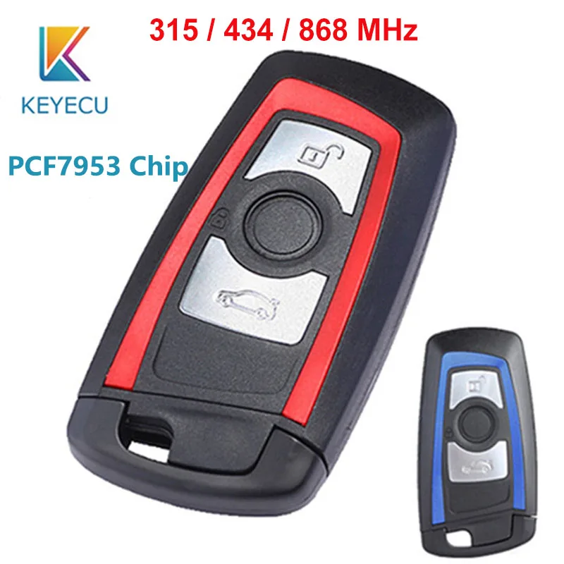 KEYECU дистанционный брелок 3 кнопки 315 МГц 434 868 PCF7953 для BMW F шасси FEM / BDC CAS4 + красный