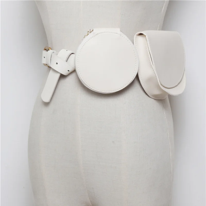 White Waist Bags Винтажная поясная сумка, роскошные женские Поясные Сумки из искусственной кожи, модная дизайнерская мини-сумка с круглым вырезом, Женская Повседневная сумка-монетница - Цвет: White Waist Bags