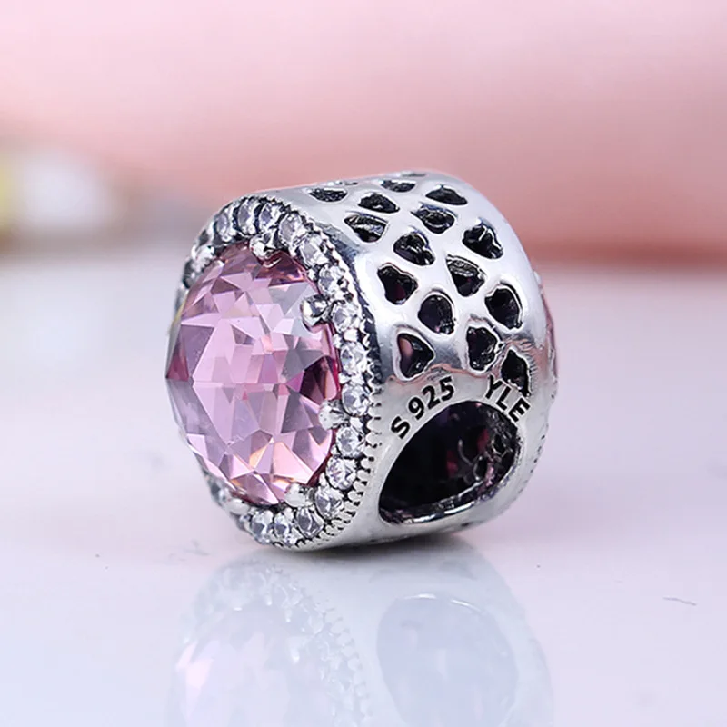 CodeMonkey 100% настоящая 925 пробы серебро темно розовый бусины трава талисманы