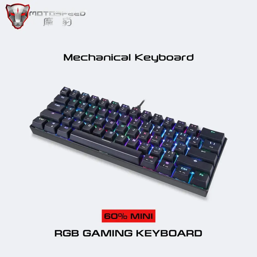 Портативная механическая мини клавиатура Motospeed CK61 RGB 61 клавиша проводная игровая