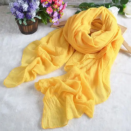 Женский модный длинный шарф шаль из хлопка и льна однотонный Палантин