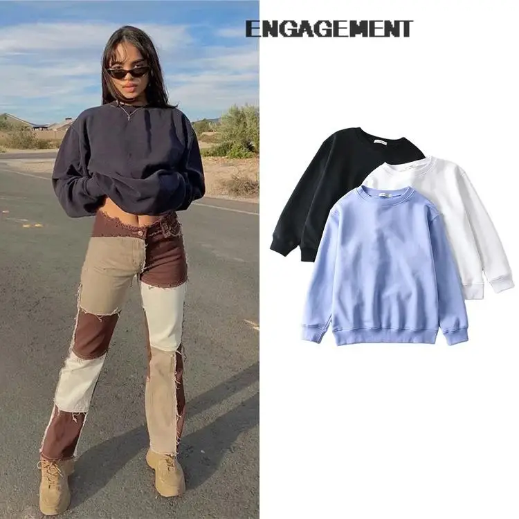 

ENGAGEMENT Winter plus velvet Women all-match sweater loose basic winter tops teens Za 2021 Trafaluc