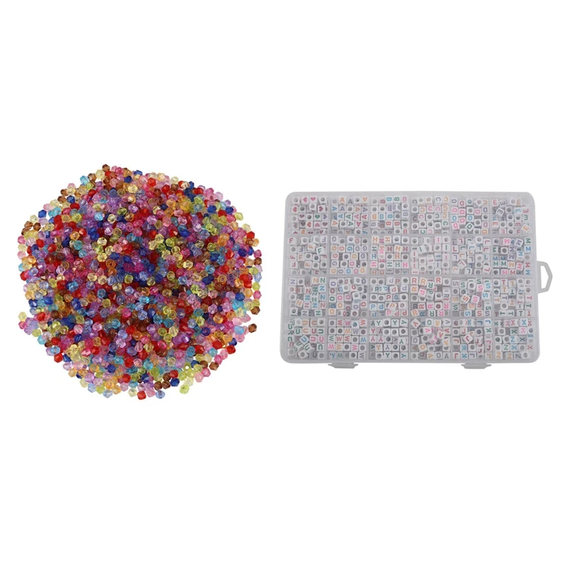 

2000 шт. разнообразные биконусные Акриловые Крошечные разделители и 1200 шт. акриловые смешанные буквы и цифры