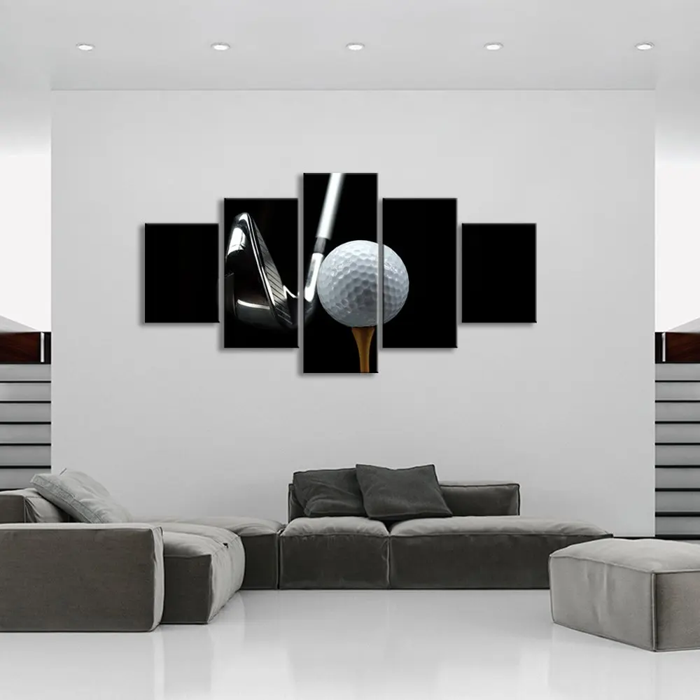 5 шт. черно белый холст настенный художественный Белый Гольф и Серебряный гольф