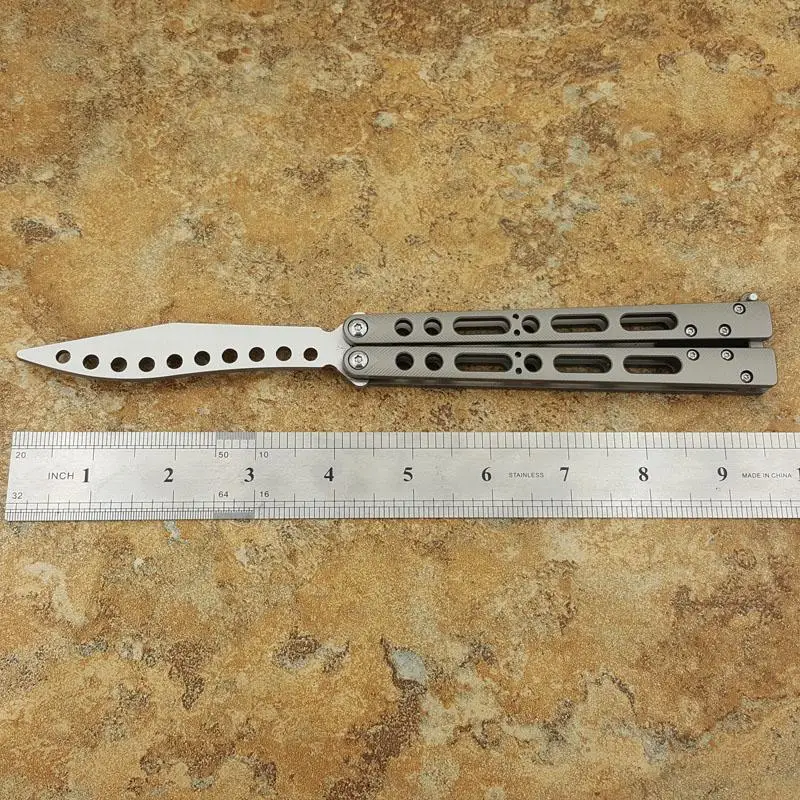 

Titanium handle Theone butterfly swing blade ex-10 training blade 440C camping hunting Pocket outdoor EDC Tool Not sharped