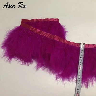 hot pink 2 ярда Белый индюк перо полосы для свадьбы Марабу перо планки бахромы 13-20 см Ширина - Цвет: hot pink
