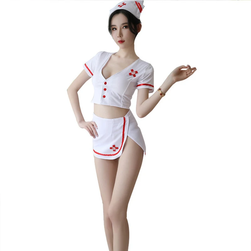 

Women's 3Pcs Cute Adult Uniform Sexy Nurse Cosplay Costume Lingerie Set
