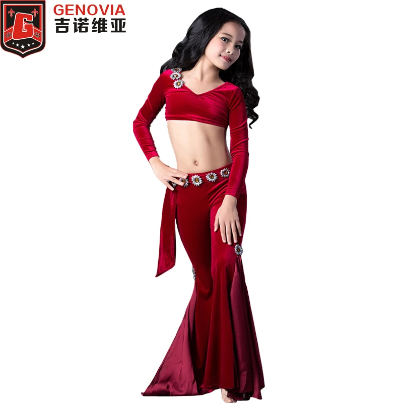 

Дети девушка танец живота костюм из 2 предметов с длинным рукавом Топ + штаны для детей для выступления танца живота костюмы для мальчиков