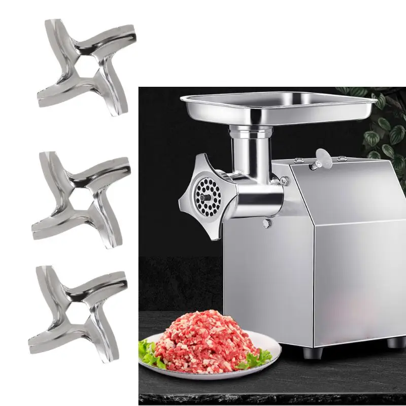 

3PCS Stainless Steel Metal Meat Grinder Repair Parts 4 Blade Hexagon Mincer Knife Kit Accessories